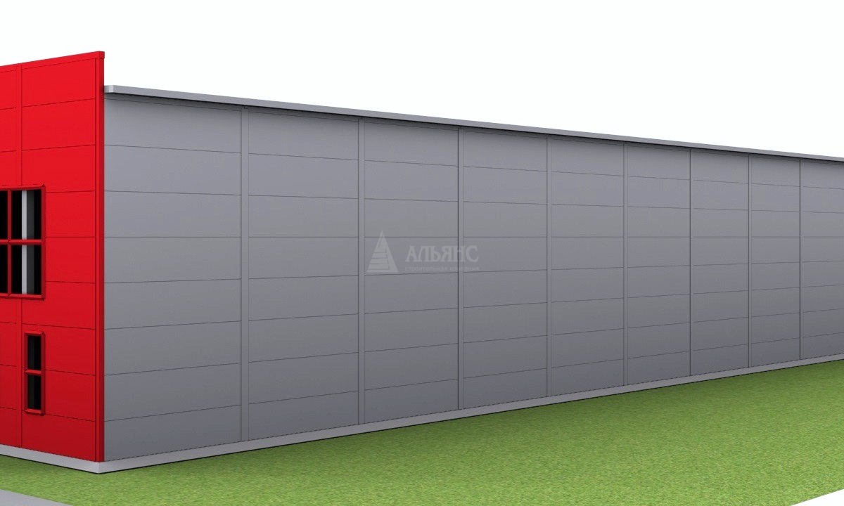 3D визуализация Производственное здание с АБК из сэндвич-панелей - фото 3
