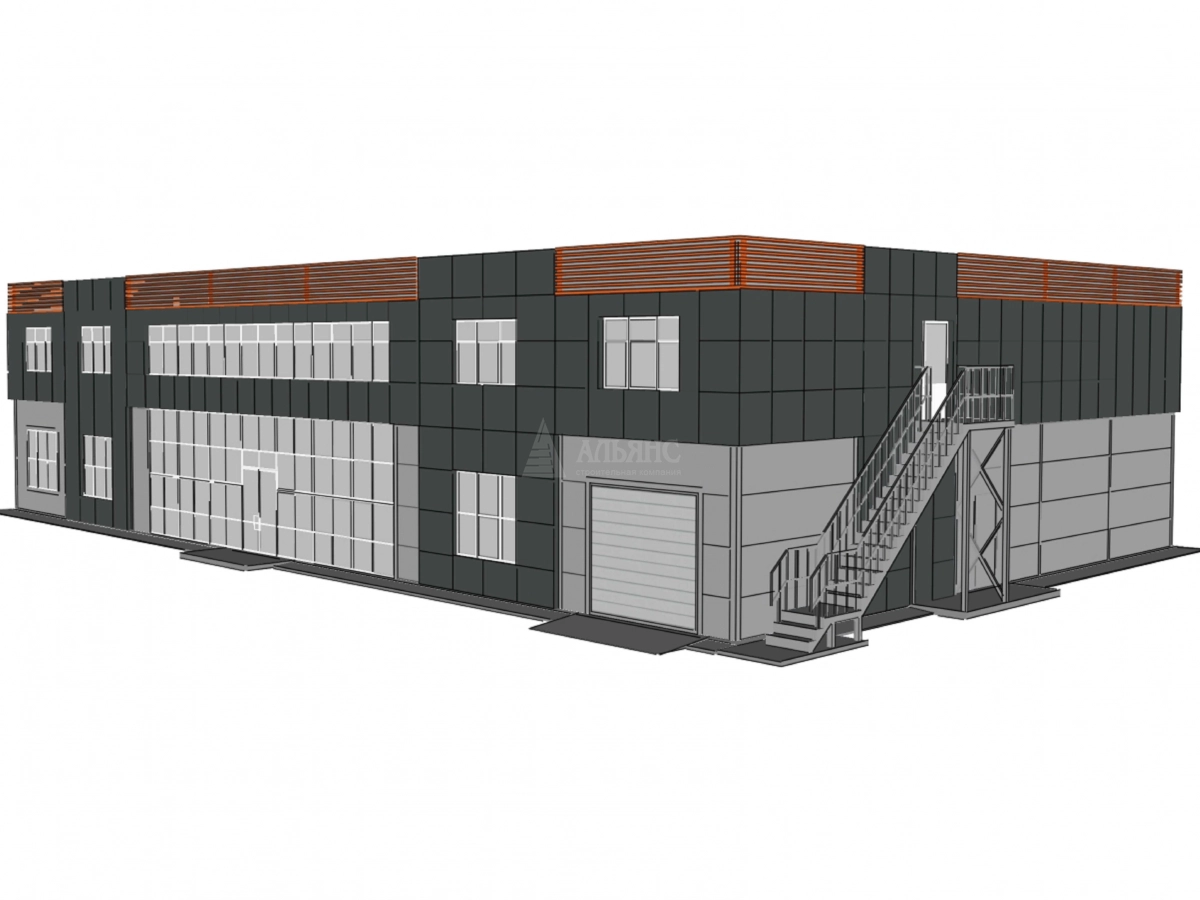 3D визуализация Магазин из сэндвич-панелей - фото 1